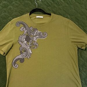 Versace Olive and Black Graphic Tee